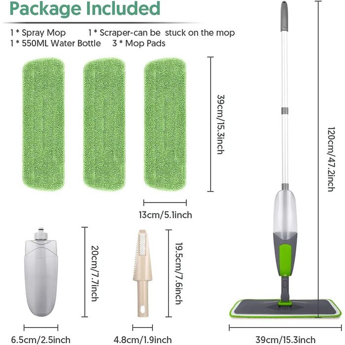 Швабра-розпилювач ILAVCOOL Швабра для підлоги з функцією розпилення, швабра для миття підлоги, суха та волога швабра, швабра для п