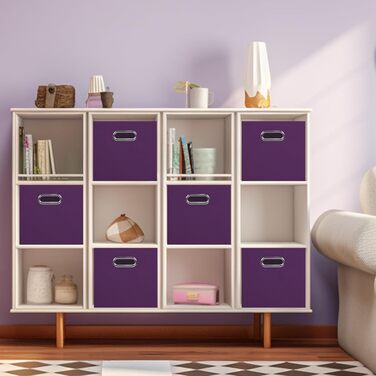 Тканинний контейнер для зберігання Powerking, 6 складних тканинних кубиків-органайзерів з металевою ручкою для шафи та зберігання іграшок, фіолетовий