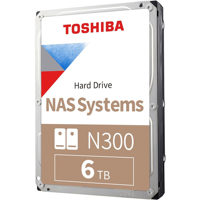 Внутрішній жорсткий диск Toshiba N300 на 6 ТБ - NAS 3,5-дюймовий SATA HDD з підтримкою до 8 відсіків для накопичувачів, призначений для систем NAS 24/7, нове покоління (HDWG480UZSVA)