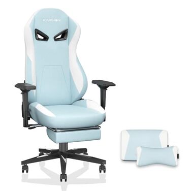 Ігрове крісло з підставкою для ніг, ергономічне офісне крісло світло-блакитного кольору, регульоване по висоті тканинне ігрове крісло з підголівником, для підлітків