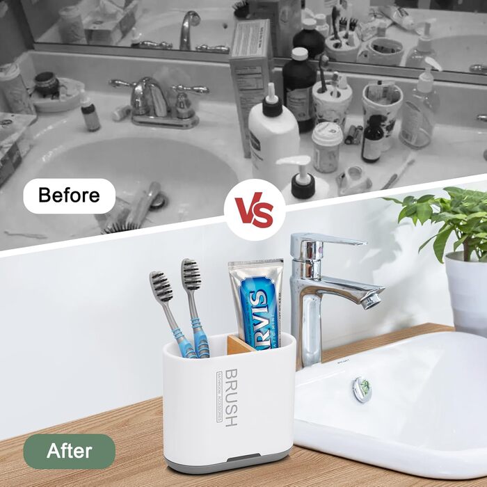 Тримач для зубних щіток PARKMANI, тримач для електричних зубних щіток для органайзера для ванної кімнати, знімний органайзер для зубних щіток для ванної кімнати зі зливним отвором для сімї, дітей (білий)