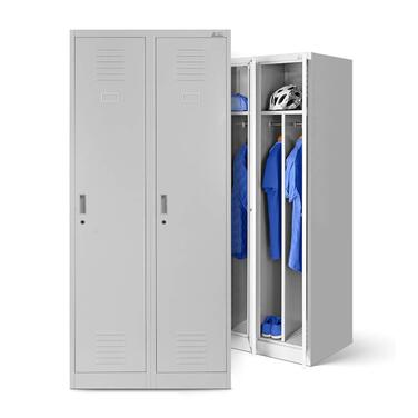 Шафа-шафа Jan Nowak, металева шафа, гардероб, шафа-шафа 2 відділення з вішалкою для одягу, роздільниками, вентиляційними отворами, 4 гачки для одягу на відділення 180 см x 80 см x 50 см, сірий