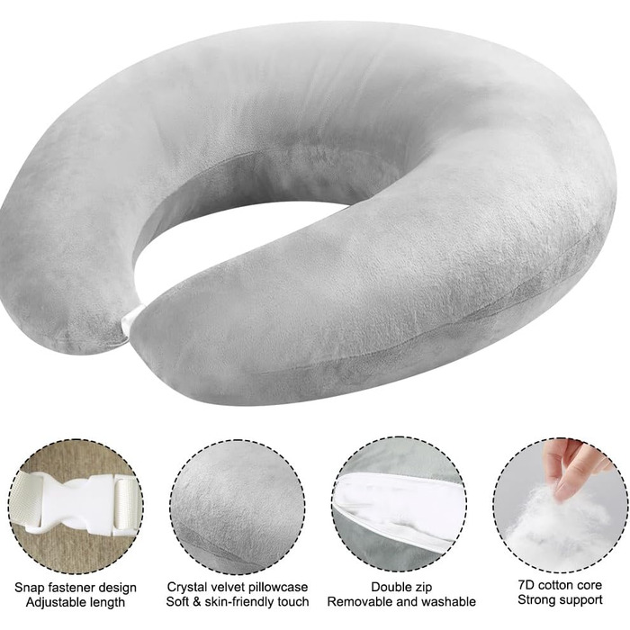Ергономічна подушка, багатофункціональний підлокітник, чохол, який можна прати, U-подібна подушка для тазу, подушка для підтримки рук, подушка для читання, ігрова подушка та подушка для читання, в&39язана подушка для дивана та ліжка (сіра)