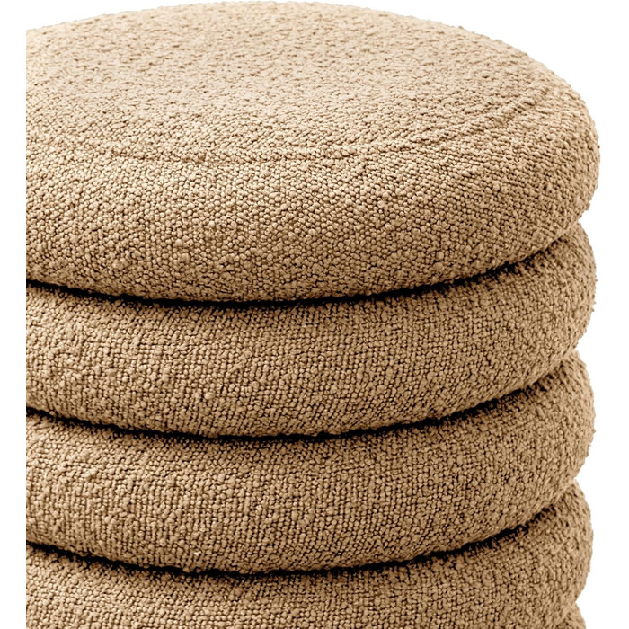 Табурет SVITA Blossom XS з місцем для зберігання, пуф, м&39яке сидіння, пуф для ніг, подушка букле, бежевий, 40Г x 40Ш x 43В см, бежевий/плюшевий