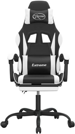 Обертове ігрове крісло, чорно-біле, штучна шкіра, ігрове крісло, доступне ігрове крісло, професійне ігрове крісло - 349584