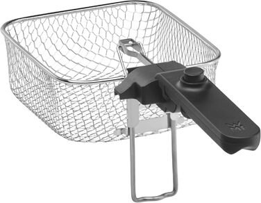 Міні-фритюрниця з жиром/олією, міні-фритюрниця з картоплерізкою, 1000 Вт, знімний контейнер для олії, для хрусткої картоплі фрі, матова нержавіюча сталь матова