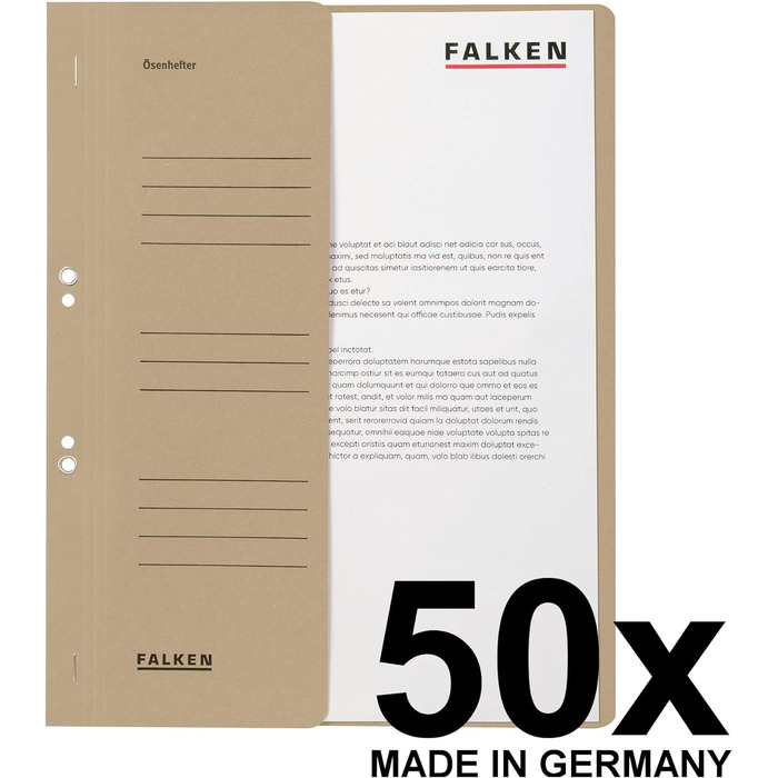 Оригінальний степлер Falken 50 Pack. Зроблено в Німеччині. Виготовлений з переробленого картону з половиною передньої обкладинки та комерційною прошивкою для папки DIN A4 Blue Angel (сірий)