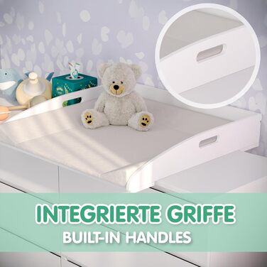 Накладка на пеленальний столик CADANI ILA Регульована універсальна накладка на пеленальний столик, сумісна з комодами IKEA Malm, Hemnes та Nordli 777612 см, Біла із захистом від перекидання та надійним кріпленням для пеленальних столиків