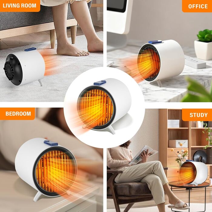 Тепловентиляторний обігрівач, керамічний PTC вентиляторний обігрівач, міні-керамічний вентиляторний обігрівач, змінна швидкість, захист від перекидання та перегріву, портативний електричний обігрівач для офісу, столу, спальні, використання в приміщенні, б