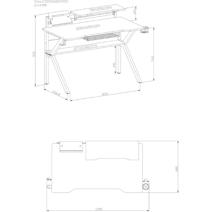Комп&39ютерний стіл чорний/червоний - GT-006/8394