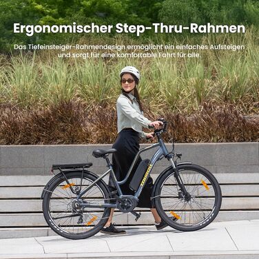 Електровелосипед Touroll MA2 27,5 дюймів для дорослих, міський електричний велосипед з двигуном 250 Вт 70 Нм із середнім приводом та акумулятором 36 В 468 Втгод, запас ходу 100 км, гідравлічні дискові гальма, електровелосипеди для чоловіків та жінок, сіри