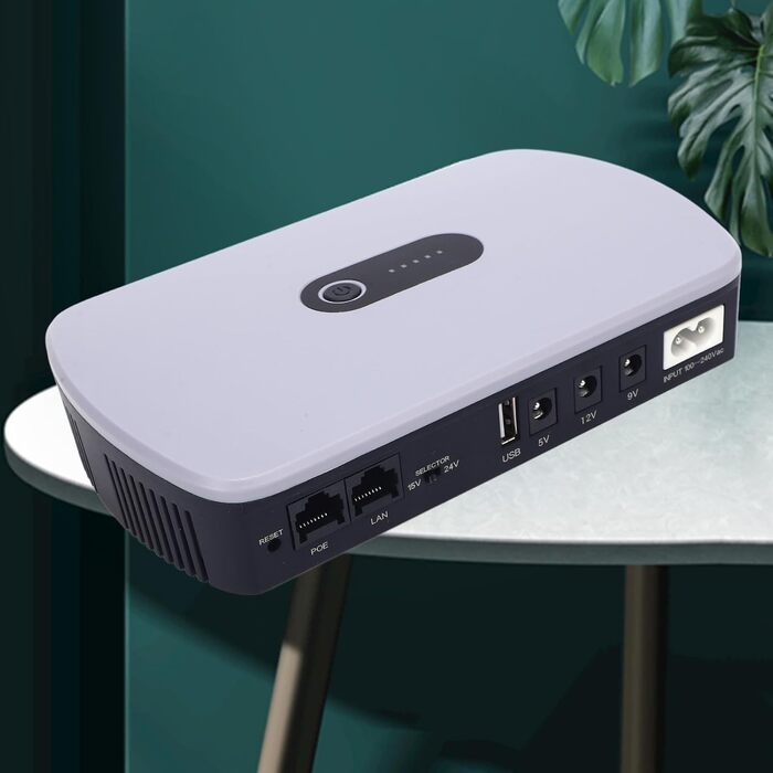 Джерело безперебійного живлення (UPS) 12V 1A 10400mAh з 4 розетками та USB-портом - резервне живлення для роутера, модему, CCTV-камери. Європейська вилка, 100-240V