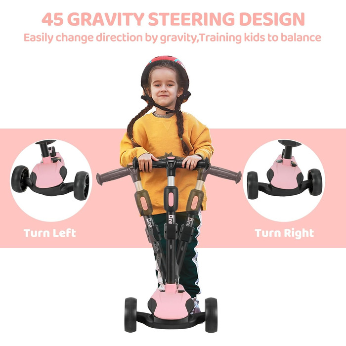 Самокат BremToy дитячий зі знімним сидінням, дитячий самокат з плавним регулюванням, дитячий самокат з поліуретановими світлодіодн