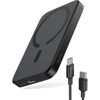 Магнітний зовнішній акумулятор для iPhone 15/14/13/12 серії, USB-C бездротова швидка зарядка Powerbank, Mini Power Bank PD 20W, ма