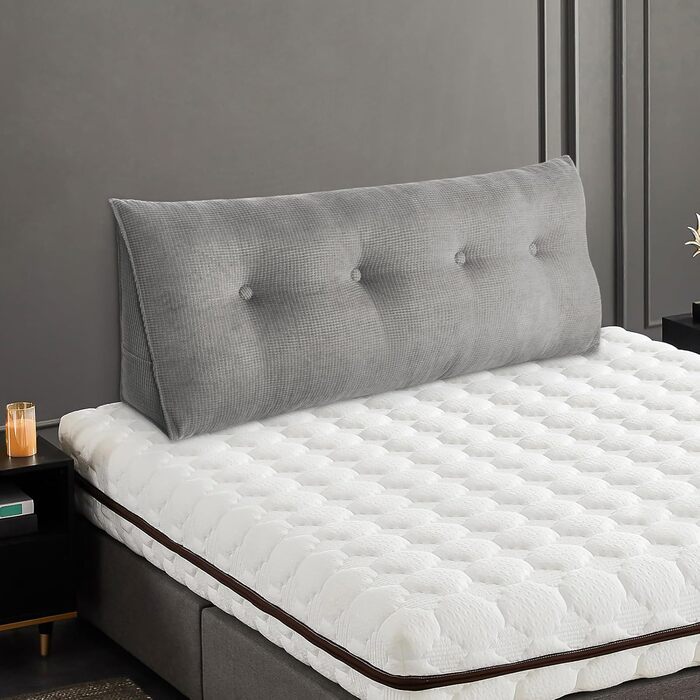 Подушка-клин OHMG 120/140/160/180/200 см, трикутна, для узголів&39я ліжка, подушки для читання, подушки для підтримки попереку, подушки для підтримки талії, м&39яка, для дивана, кушетки (сіра, 140 * 50 * 20 см) сіра 140*50*20 см