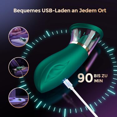 Вібраційна секс-іграшка FIDECH для жінок, стимулятор клітора для неї з 4 режимами всмоктування, 5 режимів язика, вібратор, що обертається на 360, вібратор для язика, секс-іграшка для пар, екстремальна секс-іграшка, зелений