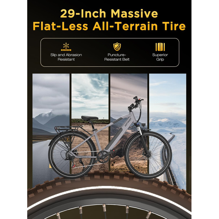 Електричні велосипеди 27,5/29 дюймів, Знімний акумулятор 36 В 12,8 Аг, Двигун 250 Вт до 25 км/год, Запас ходу 50-80 км, Міський електровелосипед Pedelec MTB для дорослих, Сірий BK7S PLUS - 29 дюймів - 7 швидкостей