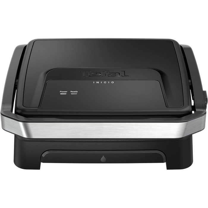 Контактний та панельний гриль 2-в-1 Tefal Inicio Classic, 2000 Вт, компактний дизайн, корпус із нержавіючої сталі, піддон для збору жиру, антипригарне покриття, чорний, GC2718