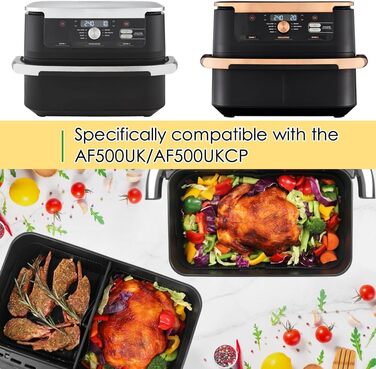 Силіконова форма для фритюрниці BYKITCHEN для Ninja AF500EU, аксесуари для гнучкої шухляди для AF500EU 10.4 л, 3 великі форми для випічки у фритюрниці, аксесуари AF500 для Ninja Foodi Dual Zone, сумісні з Cecotec 9000 9 л