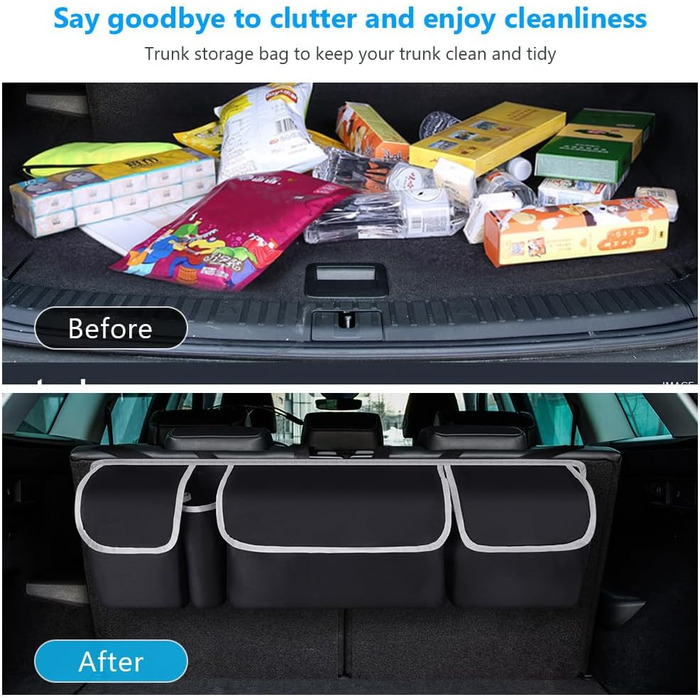 Універсальна сумка для автомобіля URAQT з 4 кишенями, водонепроникна, для заднього сидіння та багажника, з 3 регульованими ременями