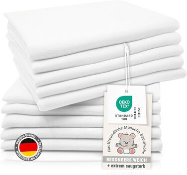 Набір з 10 муслінових серветок для відрижки розміром 80x80 см з бавовни - приємні для шкіри муслінові серветки - особливо м'які та