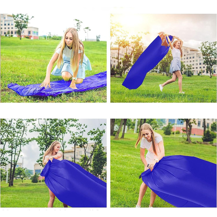 Надувний диван, шезлонг для кемпінгу, водонепроникний кемпінговий диван із захистом від протікання, портативний надувний диван для використання на свіжому повітрі, вечірок та подорожей (синій)