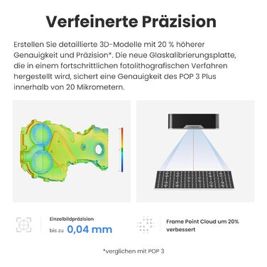 Сканер Revopoint POP 3 Plus для 3D-друку, ручний сканер із високою точністю 0,04 мм, повнокольорове сканування середніх обєктів, 3