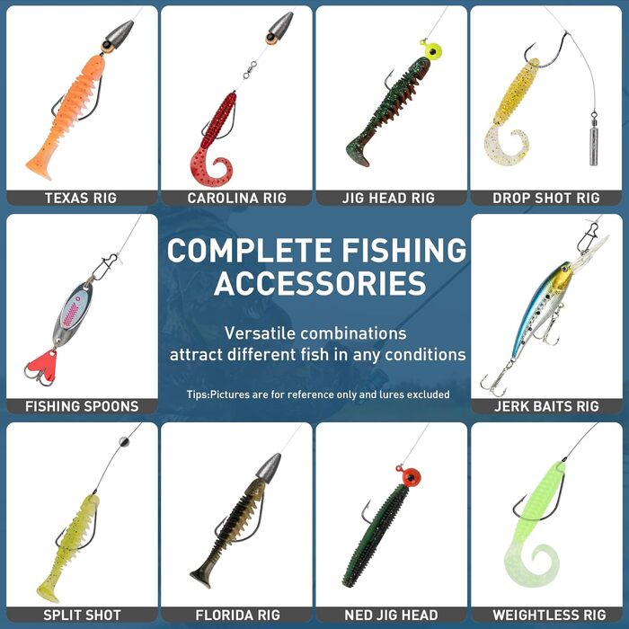 Набір рибальських снастей та приманок THKFISH із 153 предметів, рибальський набір, коробка для рибальських снастей, коробка для наживки з рибальськими аксесуарами, приманками, гачками, грузилами та спінінговими приманками, рибальський набір із 153 предмет