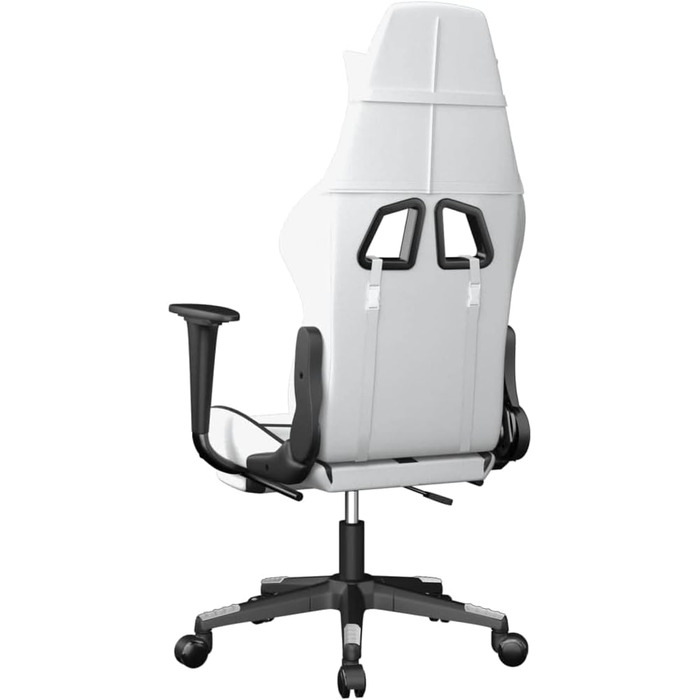Геймерське крісло, офісне крісло, з підставкою для ніг, білий та чорний, штучна шкіра