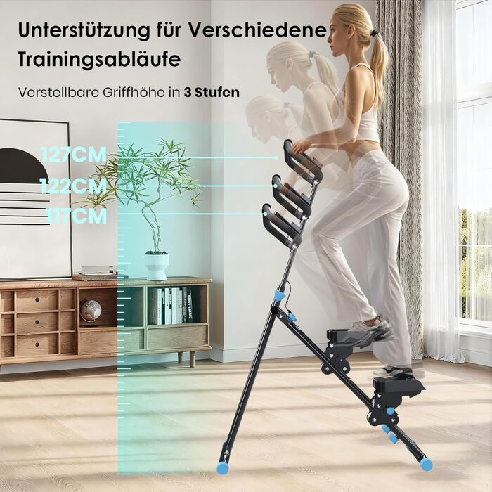 Степер для сходів Mdeam для домашнього використання, вертикальний степер із розширеним діапазоном кроків, складний сходовий альпініст з поручнями для тренування всього тіла, фітнес-обладнання для домашнього офісу, чорний