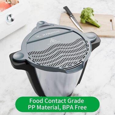 Ситечко OTOmitra Spout для змішування чаші Monsieur Cuisine Connect і Smart, насадка-ситечко для кухонного комбайна MCC Lidl, допоміжний засіб для наливання для MCS, ситечко для пасти BPA Frei, кухонне ситечко, ситечко для зливу овочів (сірий)Ситечко для 