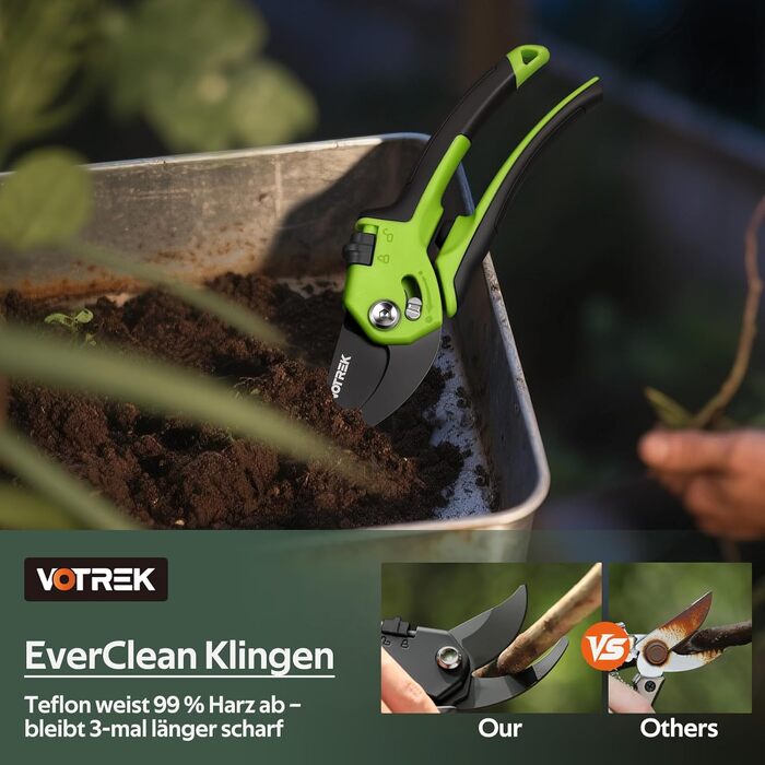 Садові ножиці з двостороннім механізмом 8,5 дюймів з плавним відкриванням ручки, професійні ножиці для троянд та дерев зі сталі SK5 та внутрішньою пружиною для легкого обрізання ідеально підходять для людей зі слабкими руками. Браслет Подарунковий зелений