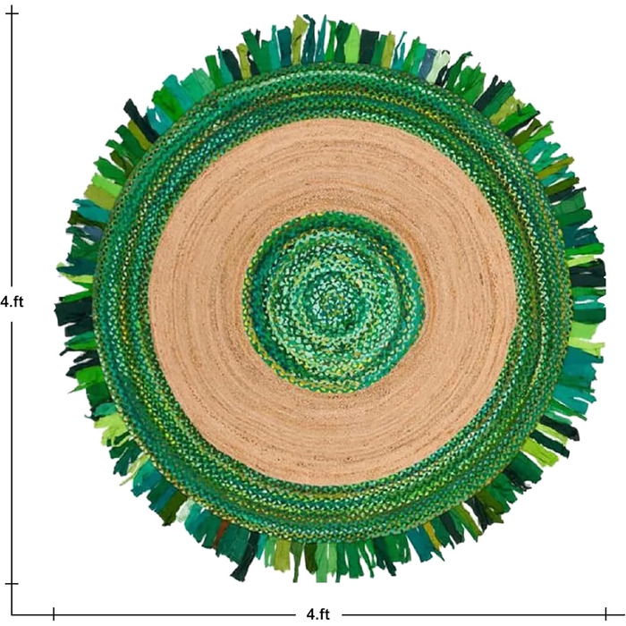 Індійський ремісничий килим CASAVANI, круглий, кілім, натуральна китиця, бавовна чінді, джутовий килим, килим плоского плетіння, в