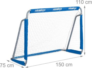 Футбольні ворота Relaxdays для саду, комплект з 2 шт. , для дітей та дорослих, 110 x 150 x 75 см (В x Ш x Г), металеві, міцні футбольні ворота, сині