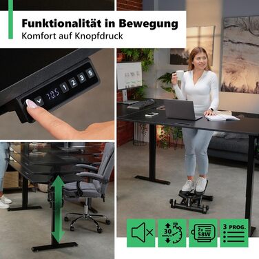 Кутовий письмовий стіл di volio з регульованою висотою, електричний TRANI Міцний електричний стіл Регульована висота з 2 двигунами, функція пам&39яті для домашнього офісу (чорний, правий Д 197 см/Д 142 см) Чорний правий Д 197 см/Д 142 см