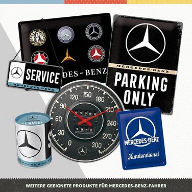 Ретро-настінний годинник Nostalgic-Art, Ø 31 см, Mercedes-Benz Сріблястий та Синій Ідея подарунка для фанатів аксесуарів Mercedes-Benz, оригінальний ліцензійний продукт (OLP), великий кухонний годинник у вінтажному дизайні