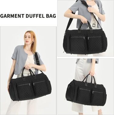 Сумка для одягу Seyfocnia Convertible для жінок, шкіряні сумки для одягу з чохлом для взуття, підвісні дорожні сумки 2-в-1, модні чорні