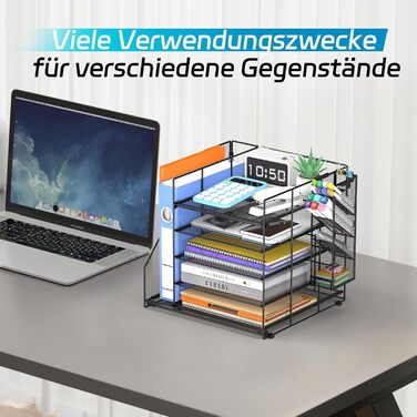 Органайзер для столу та аксесуари, 5-рівневий багатофункціональний тримач для ручок з шухлядою та відділеннями для зберігання, для офісу, школи, дому