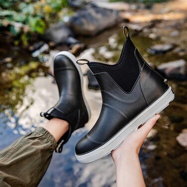 Водне взуття, гумові чоботи, нековзні, для риболовлі, катання на човні, роботи, чоловічі, для подорожей та походів, чорні, EU 38 2/3