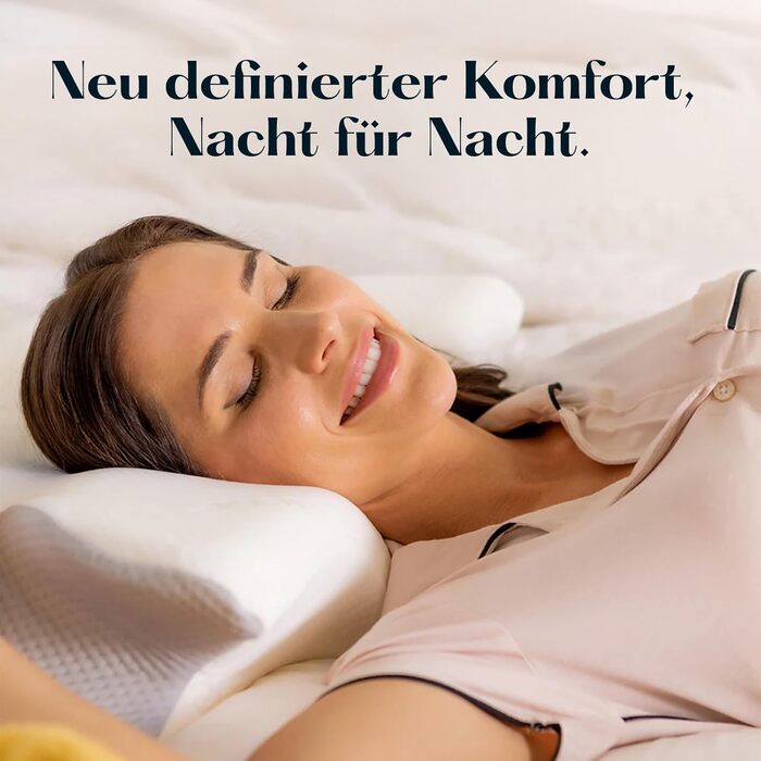 Подушка Dream Deep Contour з піни з ефектом пам&39яті, ортопедична підтримка шийного відділу хребта для полегшення болю в шиї, плечах та спині, ергономічна подушка для сну на боці, спині та животі, біла