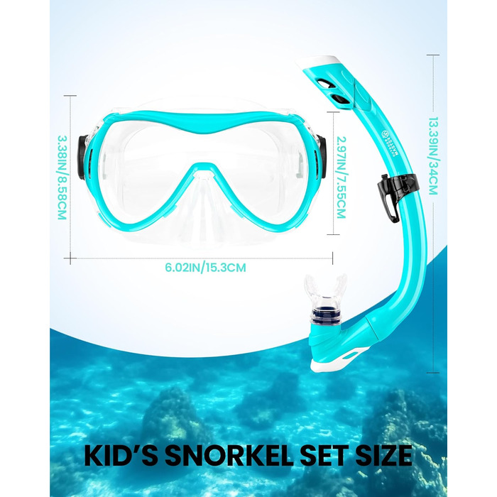 Дитячий комплект для підводного плавання OutdoorMaster Marlin, маска для дайвінгу з регульованим ремінцем та сухим верхом, маска для підводного плавання з захистом від запотівання, дитячі окуляри для плавання для хлопчиків та дівчаток, вік 4-14 років, син