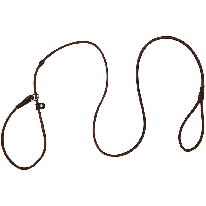 Шкіряний повідок для маленьких та середніх собак, цуценят, легкий, тонкий, але міцний, регульований, м'який та елегантний, довжина 160 см, ширина 0,6 см (коричневий)