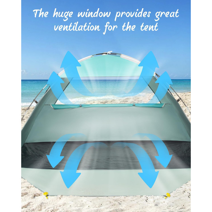 Намет Forceatt Beach Shelter, портативний надлегкий пляжний намет, сонцезахисний намет для 3-4 осіб, із захистом від ультрафіолету 50, легке встановлення, для сім&39ї, пляжу, саду, кемпінгу, світло-зелений