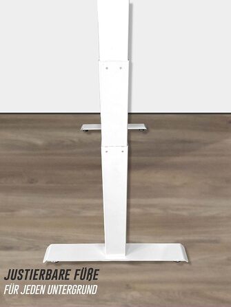 Стіл з регульованою висотою (610x1250 см) - Стіл для роботи сидячи/стоячи з портами зарядки - Каркас столу з електричним регулюванням висоти та сталевими ніжками - Стіл з регульованою висотою, білий 610-1250 мм 2 ніжки білий