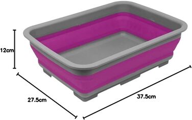 Складана чаша для миття посуду Ram портативна 10-літрова ємність для зберігання води, ідеально підходить для кемпінгу, караванів, активного відпочинку, кухні тощо фіолетова