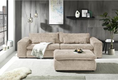 Великий диван шириною 300 см, модель Vince, глибоке сидіння, тканинний чохол, що не потребує особливого догляду, пружини, що не провисають, повністю м&39яка спинка, середня жорсткість сидіння, вкл. 2 подушки для спинки, 2 подушки для попереку, колір голуб