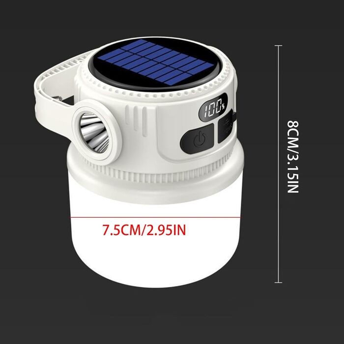 Портативний нічник з гачком для кемпінгу з USB-акумулятором для кемпінгу, сонячної батареї, світлодіодного освітлення для кемпінгу, легкого використання