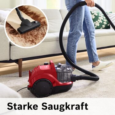 Безмішковий пилосос Bosch серії 4 BGS21CAR, гігієнічний фільтр, 10-річна гарантія на двигун, XXL насадка для оббивки, XXL насадка