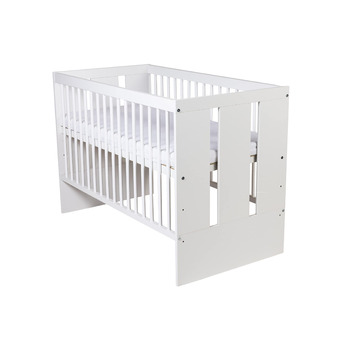 Дитяче ліжко Paulus White 12060 см Дитяче ліжечко/ліжечко з 3 рівнями регулювання висоти Лакована сосна та МДФ Стійке та безпечне (матрац не входить до комплекту)