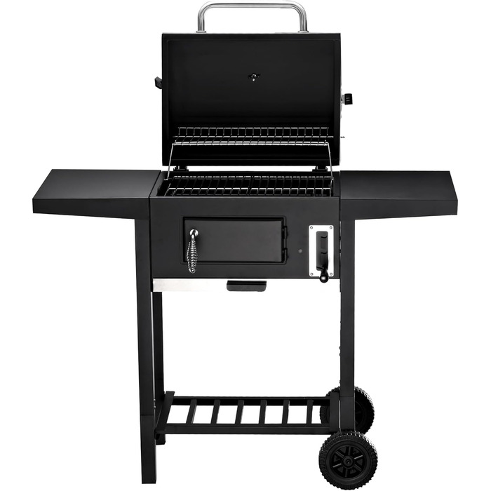 Візок для барбекю XXL мангал для вугілля з кришкою I Висувний мангал з бічною полицею I вкл. рукавичку для барбекю I Висувна підст